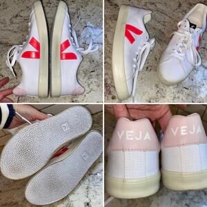 VEJA Pink & White Esplar Canvas Low Pink White Sneaker Sold Out US 6 EU 37 EUC